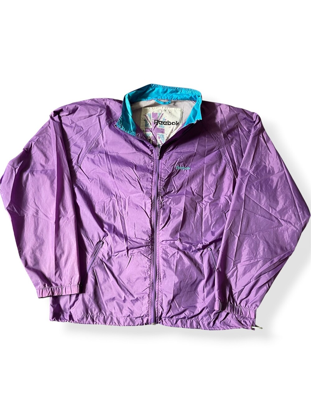 Vintage 90s Reebok Colorblock Windbreaker Jacket Purple Full-Zip Mens Size XL